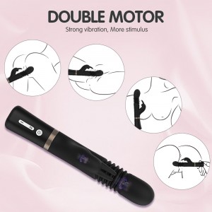 TOPARC Teganau Rhyw Pen Vibrator Cwningen Aml-Ddelw Du