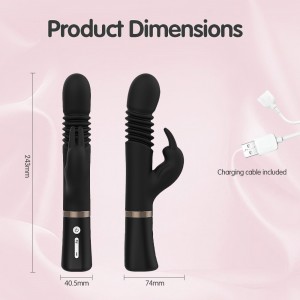 TOPARC Black Multi-Mode Rabbit Head Vibrator Sex Toys