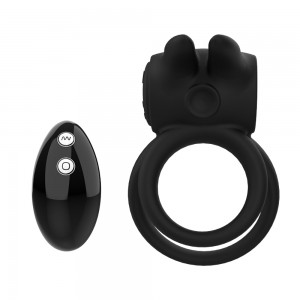 TOPARC สีดำอวัยวะเพศชาย Dual Vibrating Ring เซ็กส์ทอย