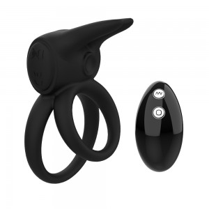 TOPARC Black Penis Dual Vibrating Ring Seksa rotaļlietas