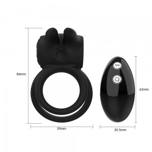 TOPARC Black Penis Dual Vibrating Ring Sex Toys